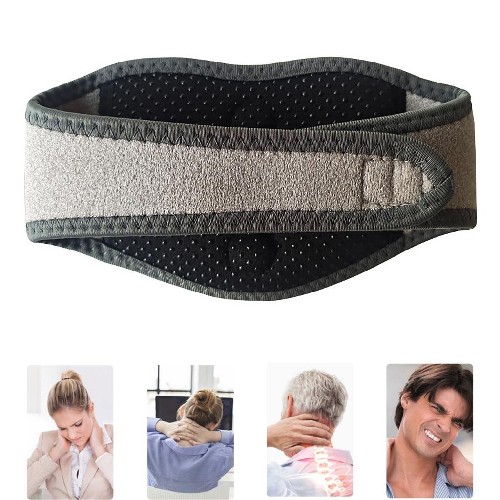 Tourmaline Magnetic Self-Heating Neck Heat Band Pad Brace Support Light Grey