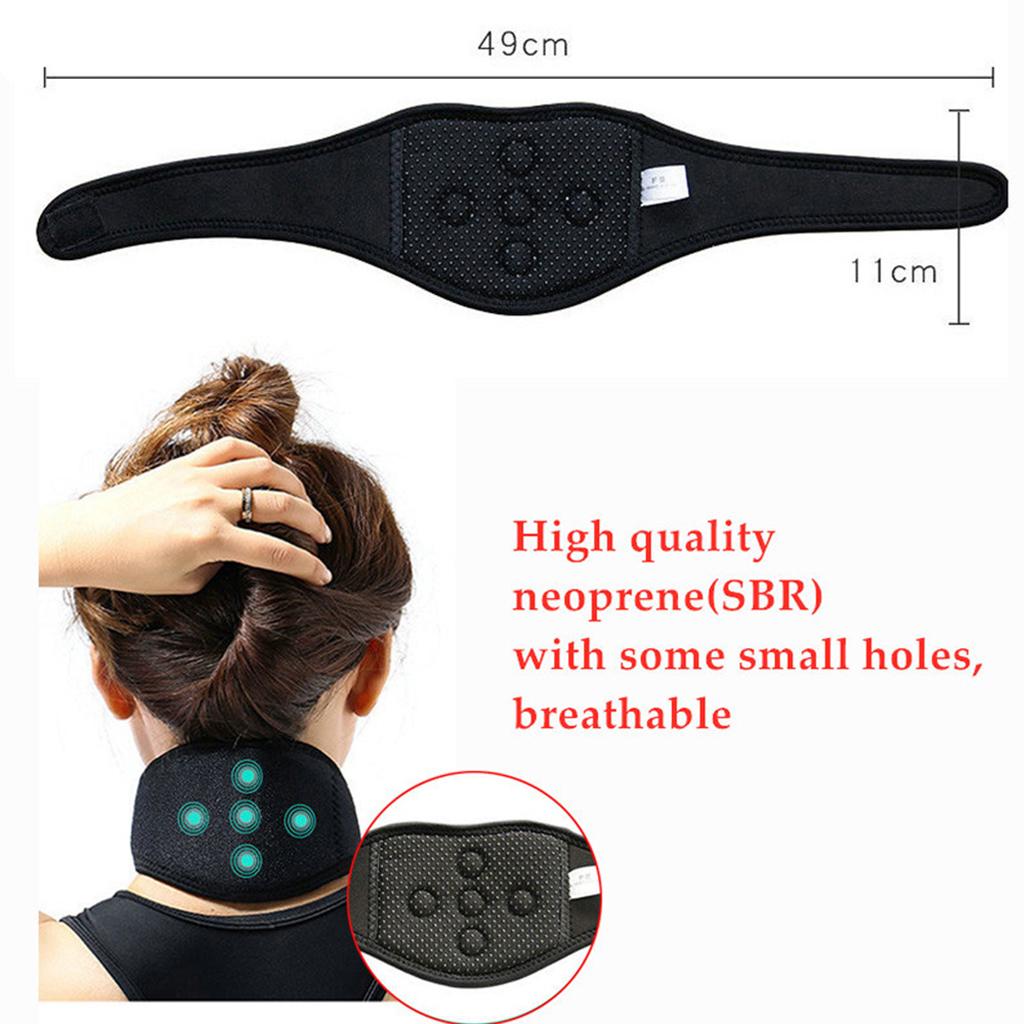 Tourmaline Magnetic Self-Heating Neck Heat Band Pad Brace Support Light Grey