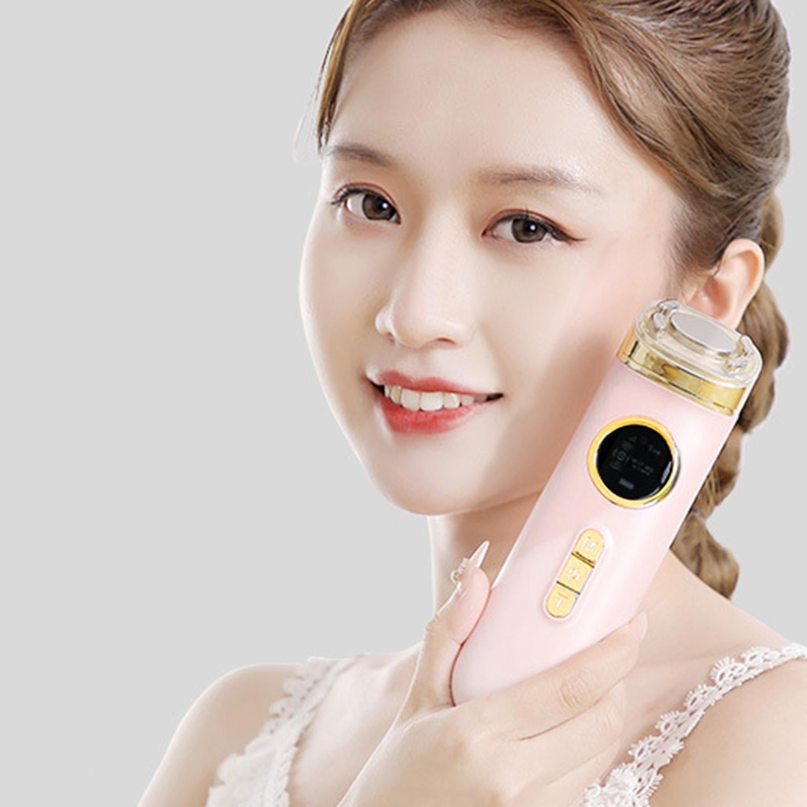 EMS Vibration Red & Blue LED light Beauty Device Face Massager Facial Lift pink