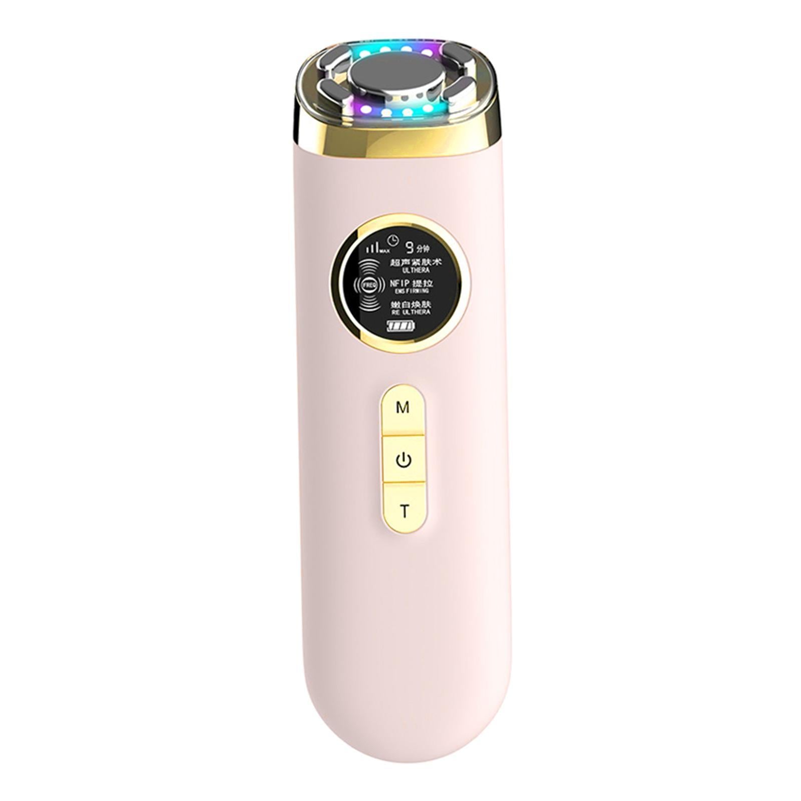 EMS Vibration Red & Blue LED light Beauty Device Face Massager Facial Lift pink