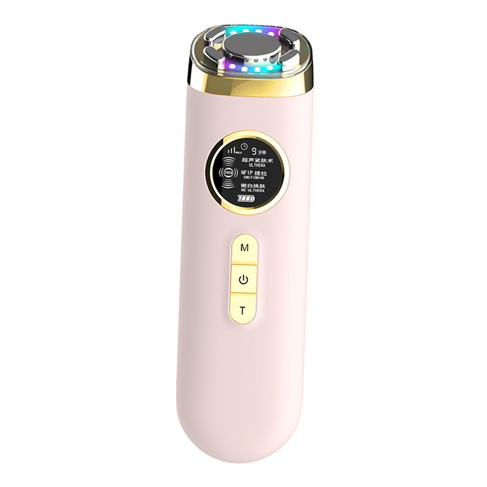 EMS Vibration Red & Blue LED light Beauty Device Face Massager Facial Lift pink
