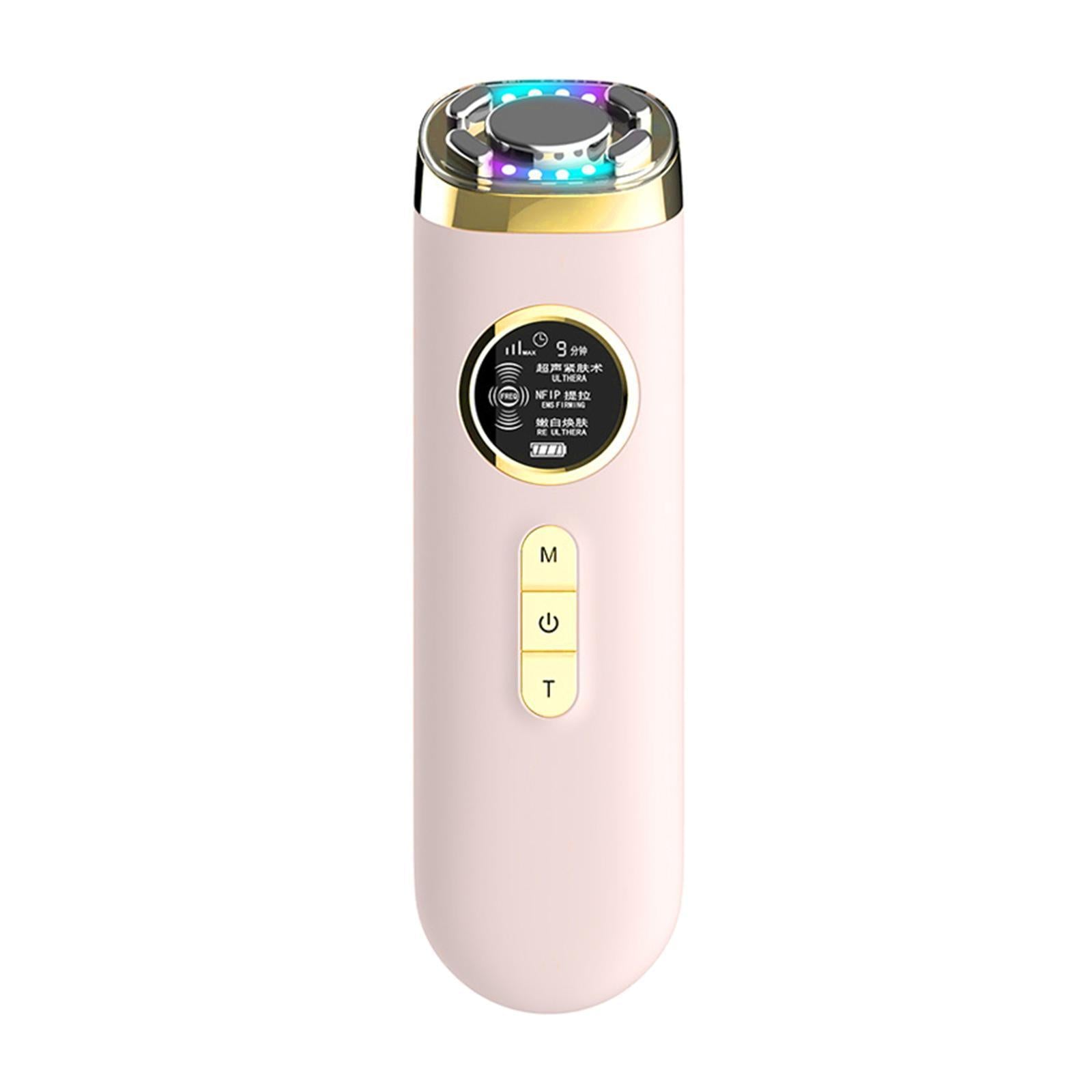 EMS Vibration Red & Blue LED light Beauty Device Face Massager Facial Lift pink