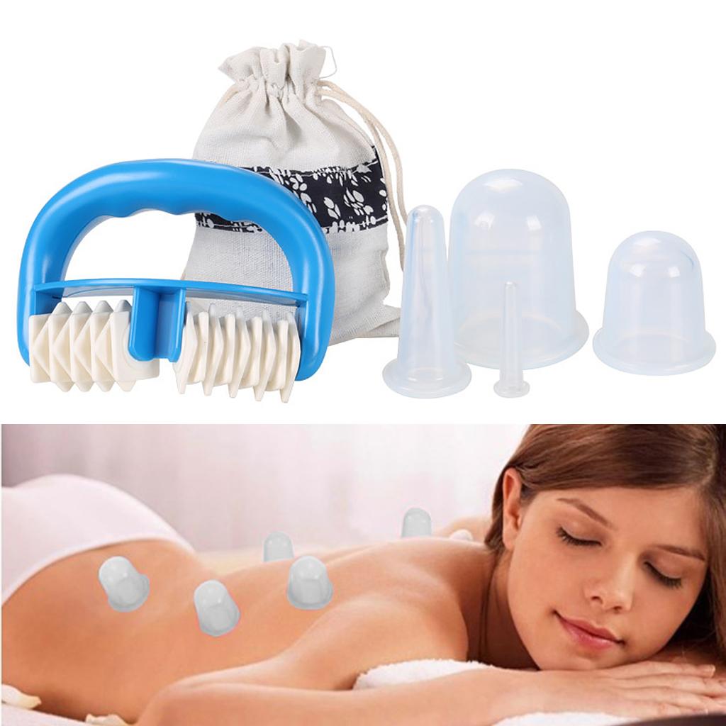 Massage Roller Cupping Cups Home Eye Chest Leg Message w/ Storage Bag Clear