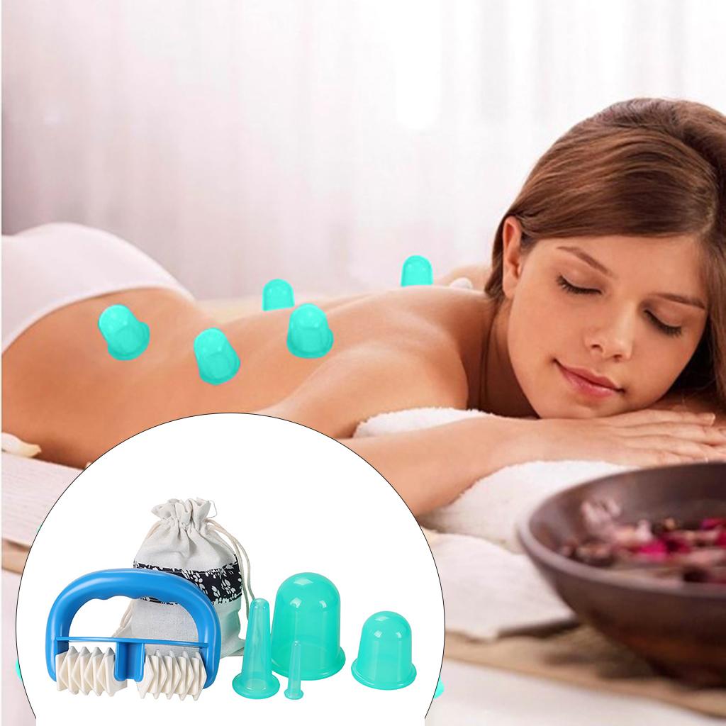 Massage Roller Cupping Cups Home Eye Chest Leg Message w/ Storage Bag Green