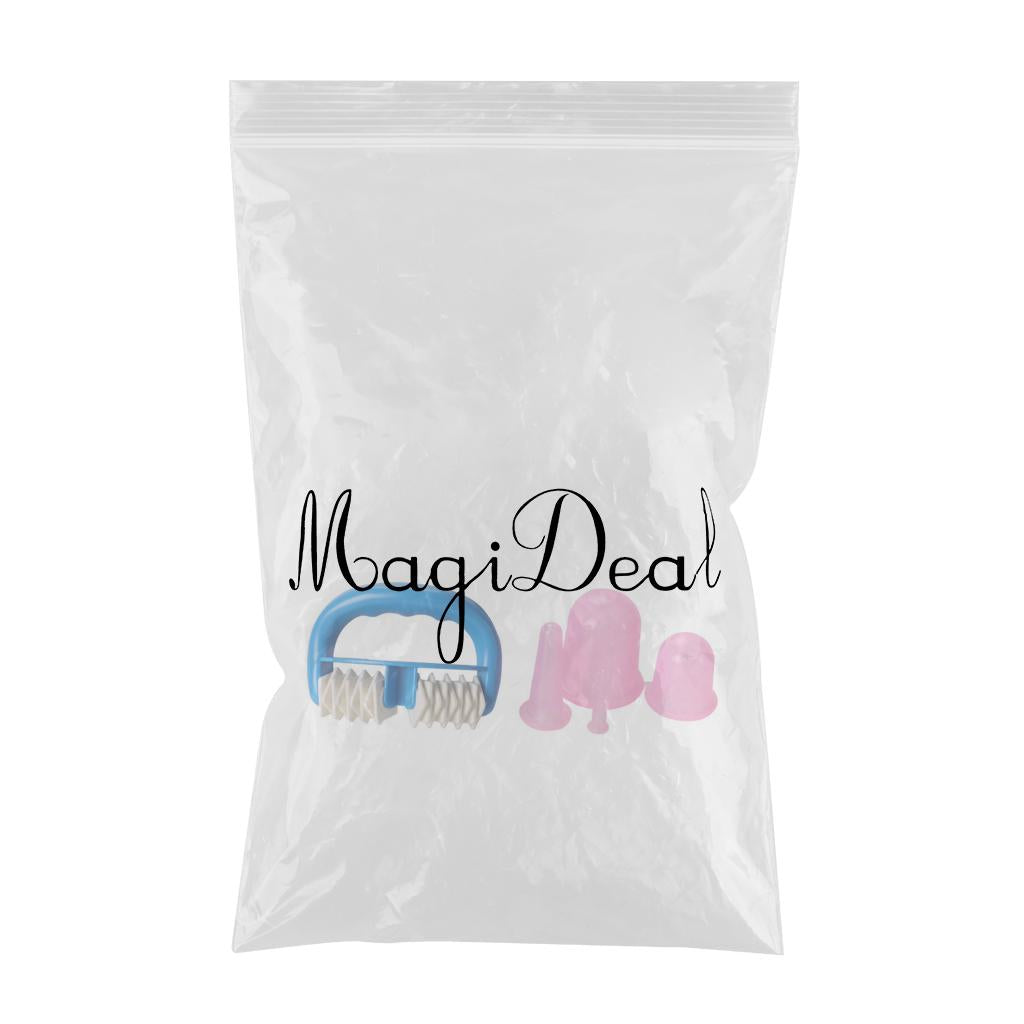 5pcs/Set Massage Roller Cupping Cups Eye Back Leg Full Body Message Pink