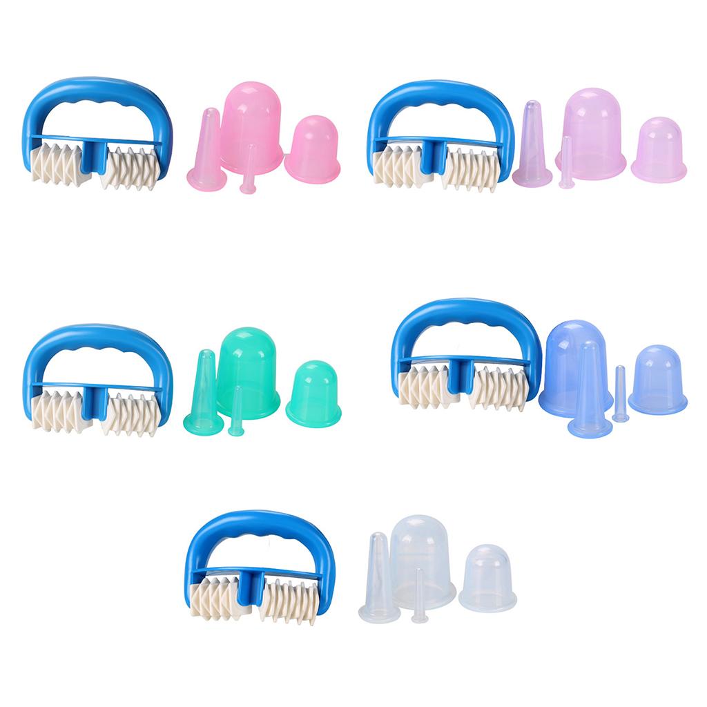 5pcs/Set Massage Roller Cupping Cups Eye Back Leg Full Body Message Pink