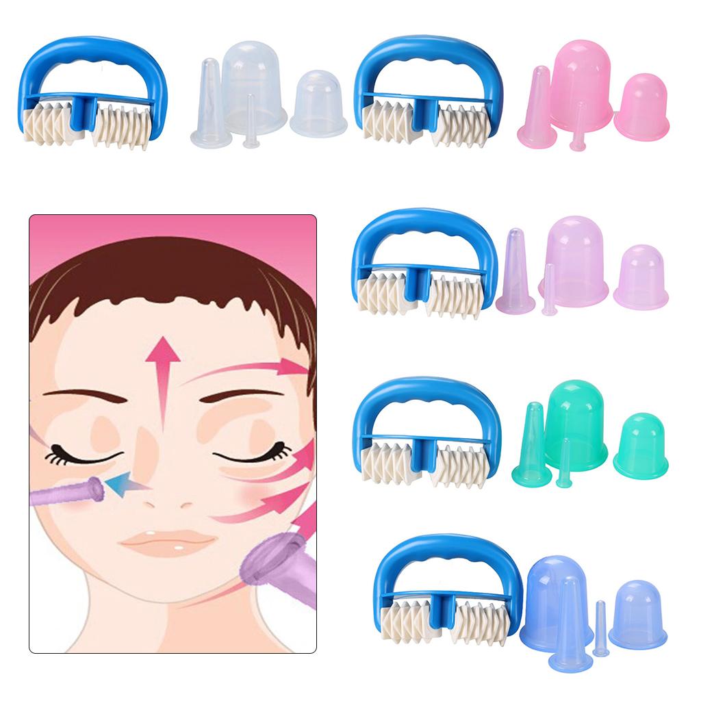 5pcs/Set Massage Roller Cupping Cups Eye Back Leg Full Body Message Pink