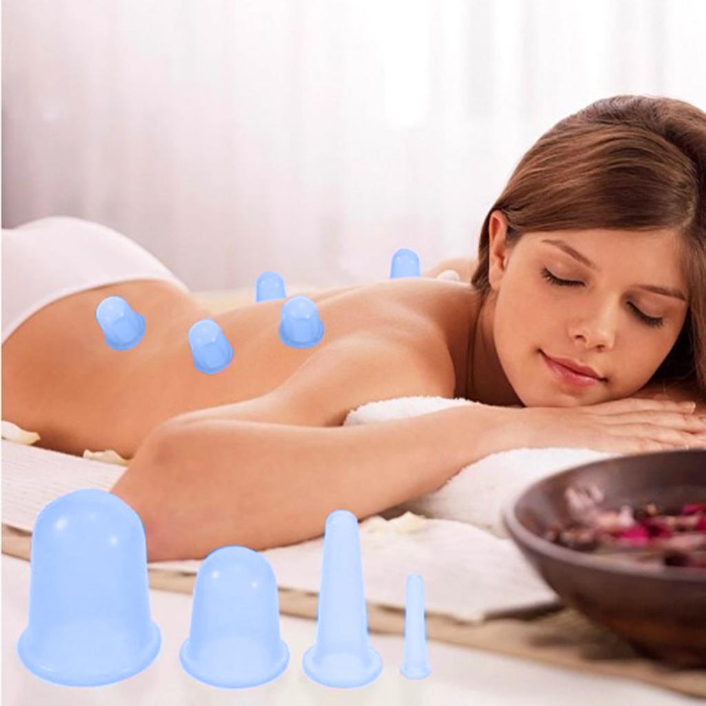 5pcs/Set Massage Roller Cupping Cups Eye Back Leg Full Body Message Blue