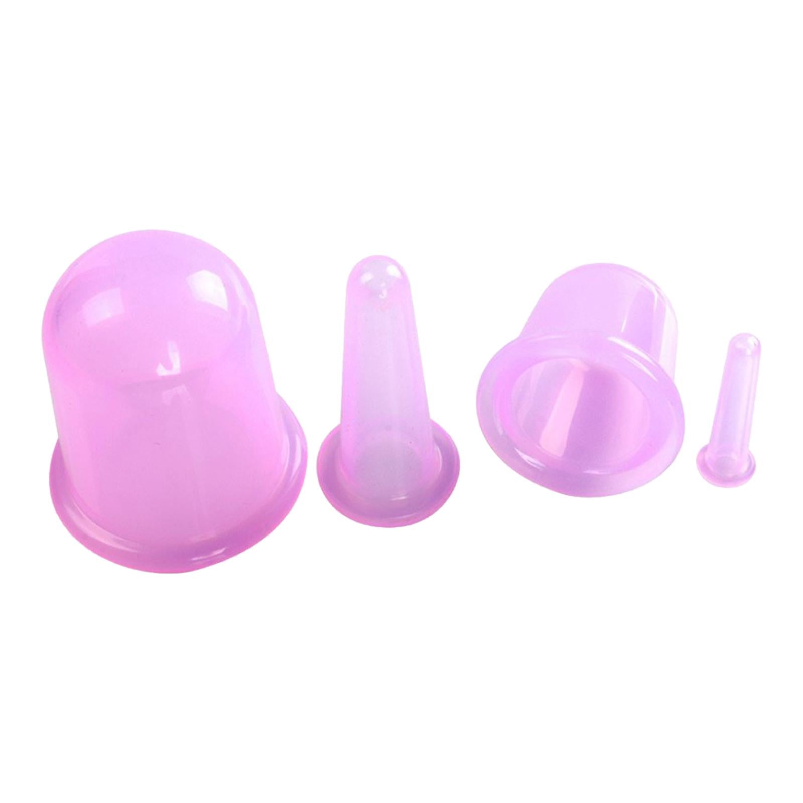 Silicone Cupping Cups Salon Home Eye Back Leg Message &Storage Bag Purple