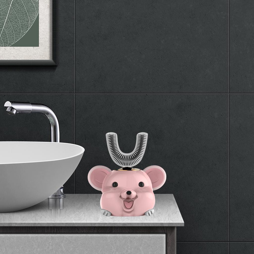 Children Electric Toothbrush Smart Auto Sonic U-Shaped Kids Toothbrush Pink 6-14