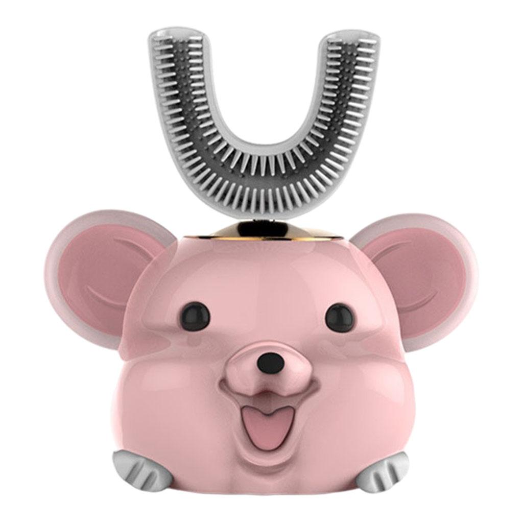 Children Electric Toothbrush Smart Auto Sonic U-Shaped Kids Toothbrush Pink 6-14