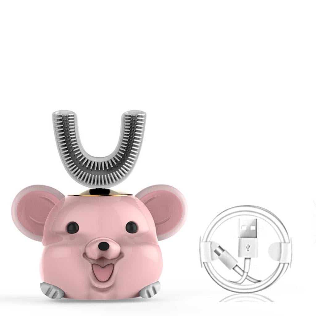 Children Electric Toothbrush Smart Auto Sonic U-Shaped Kids Toothbrush Pink 6-14