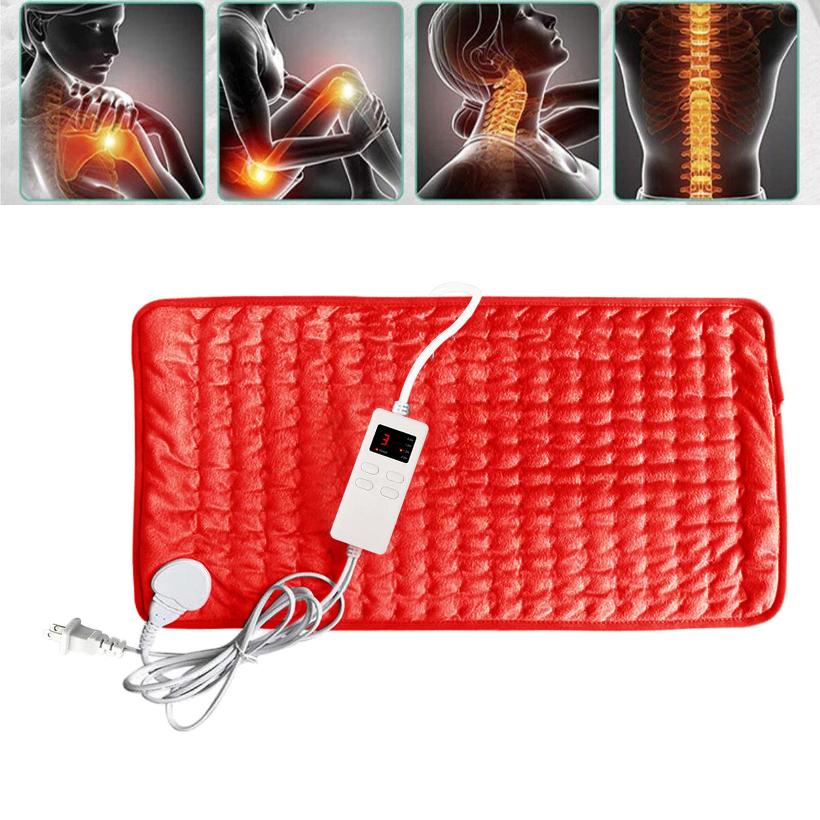 Electric Heating Pad Back Pain Cramps Relief Sooth Muscle Tension Red