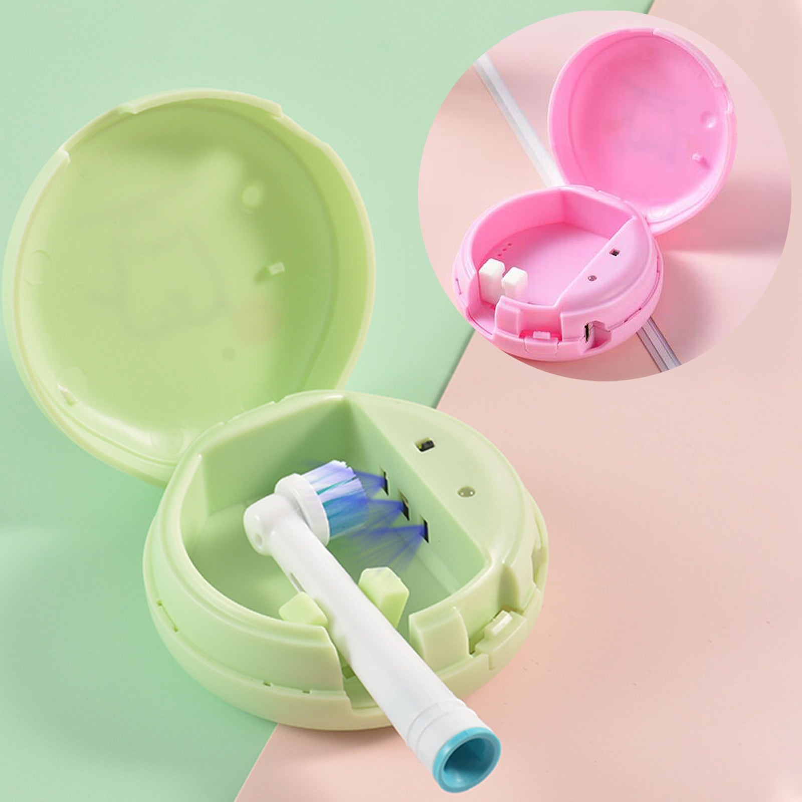 UVC Toothbrush Sterilizer Case Kills Germs Mini for Home and Travel Pink