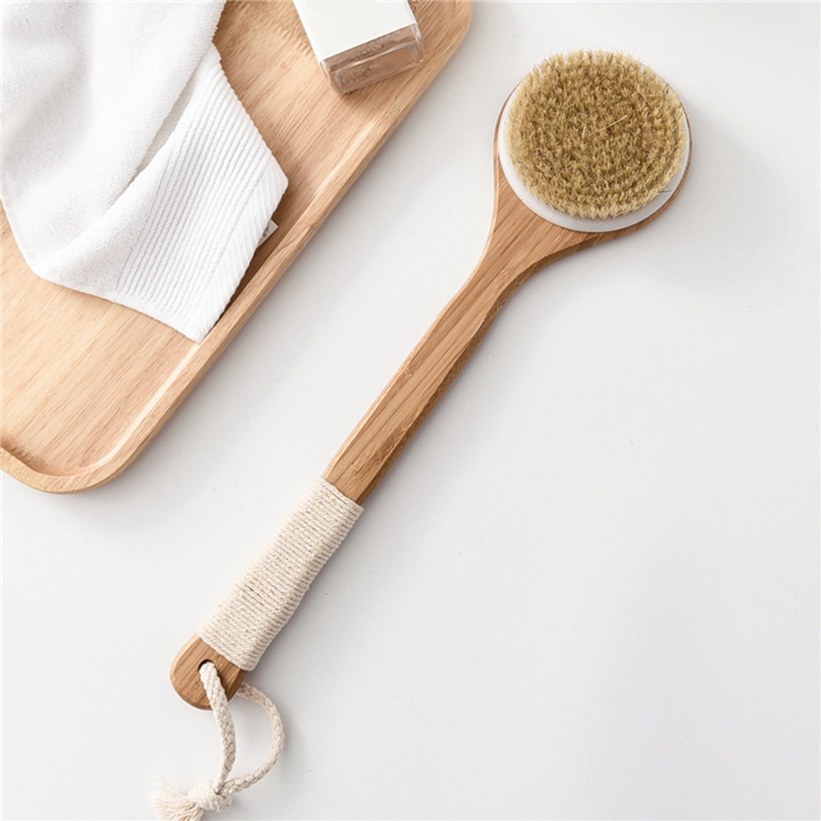 Dry Skin Spa Bath Body Brush Back Scrubber Tools Long Wooden Handle