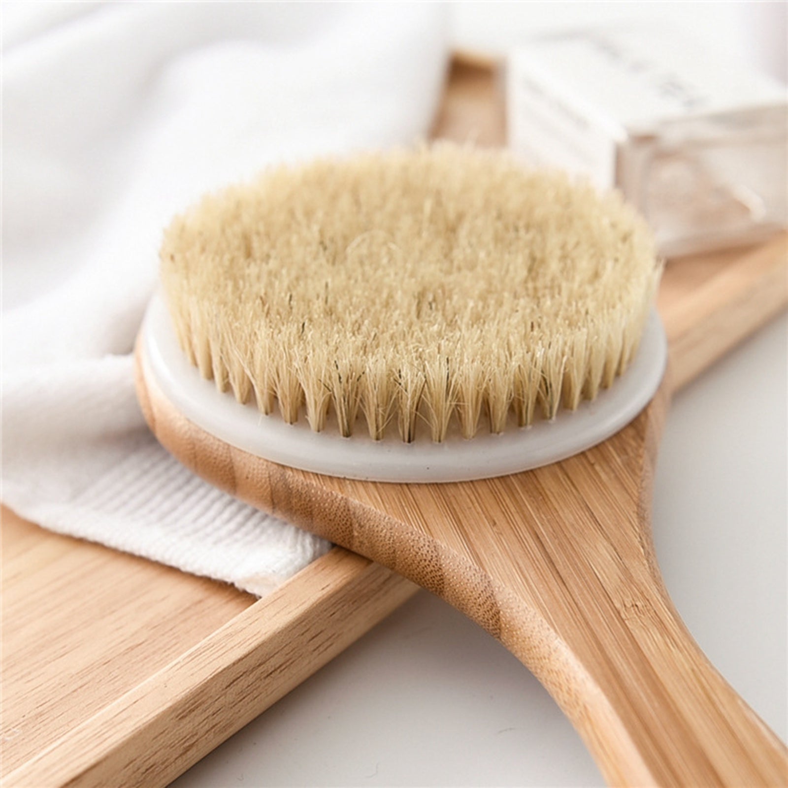 Dry Skin Spa Bath Body Brush Back Scrubber Tools Long Wooden Handle