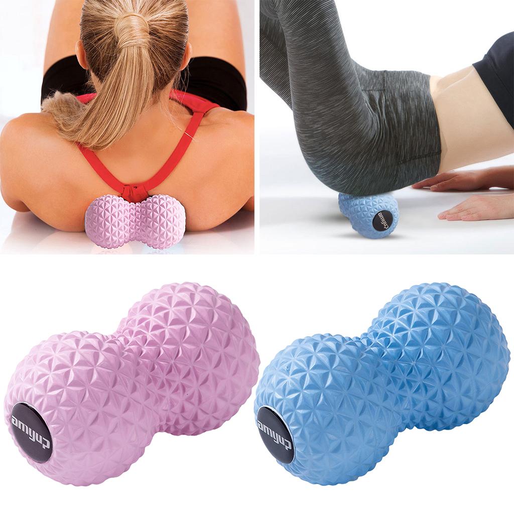 Peanut Massage Ball Double Lacrosse Ball Self Message Roller Back Foot Neck Pink