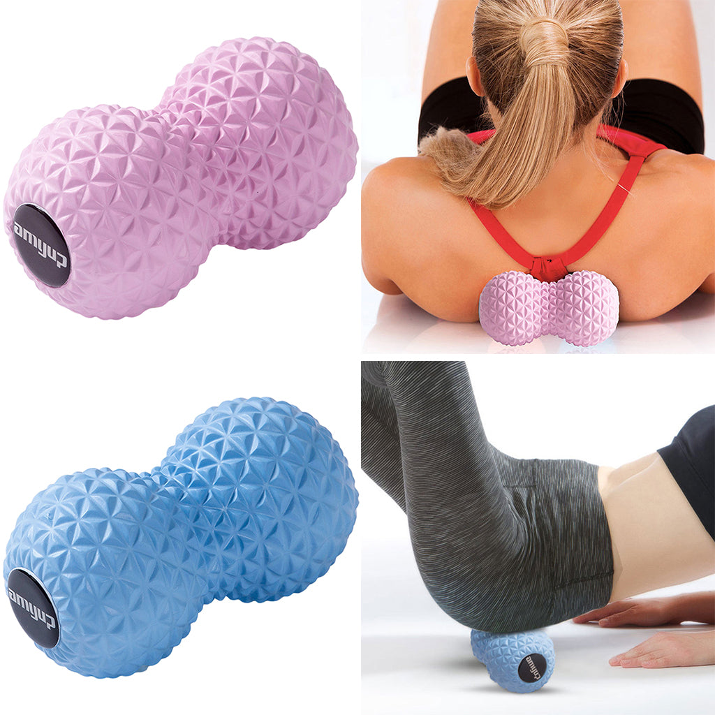 Peanut Massage Ball Double Lacrosse Ball Self Message Roller Back Foot Neck Pink