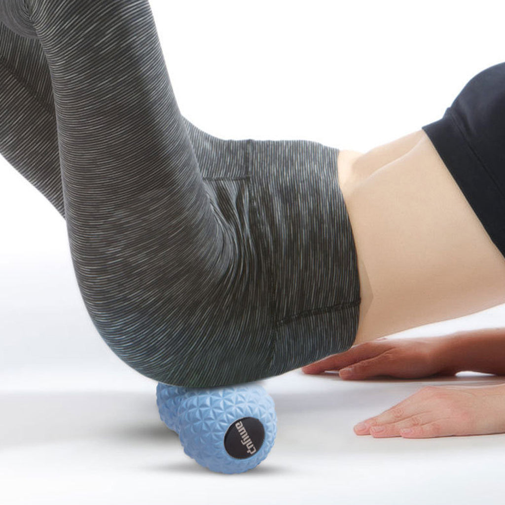 Peanut Massage Ball Double Lacrosse Ball Self Message Roller Back Foot Neck Blue