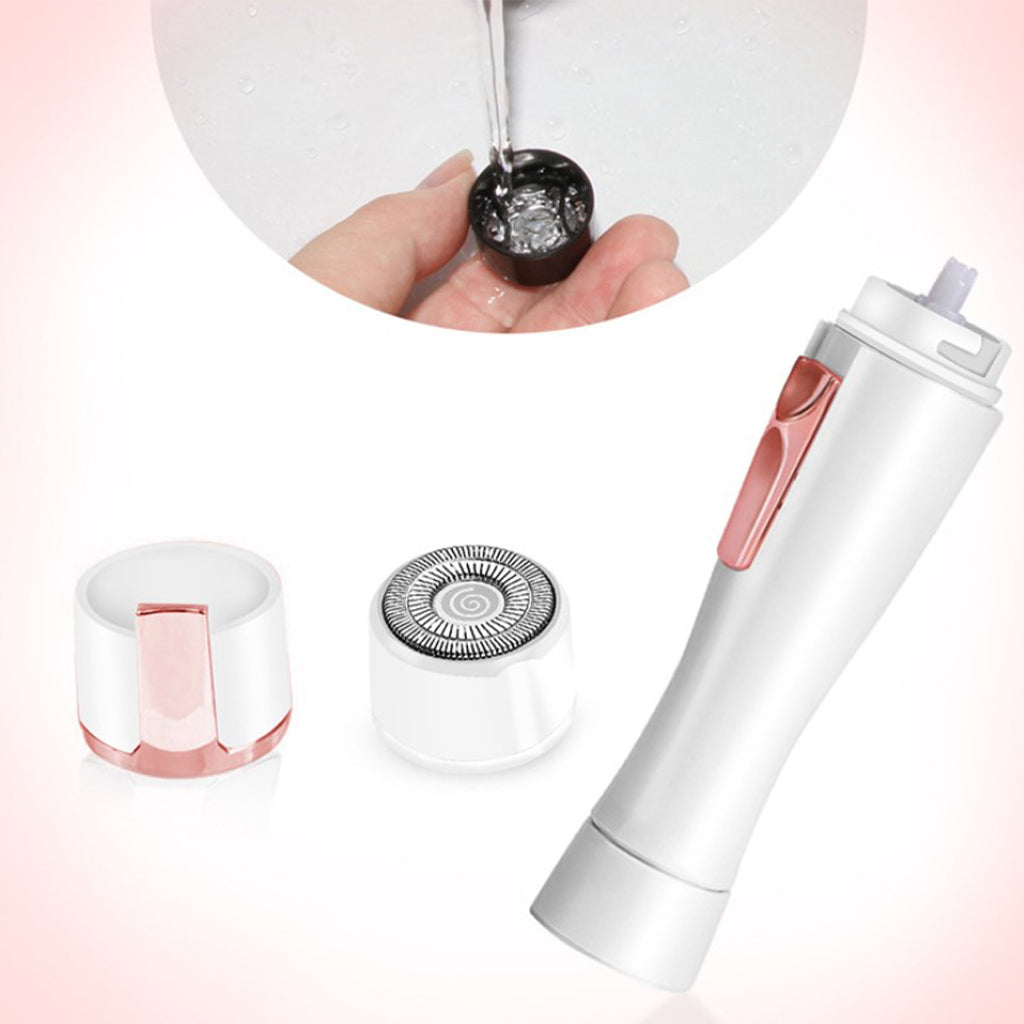 Electric Facial Hair Remover Waterproof Dual Rotating Blades for Cheek White