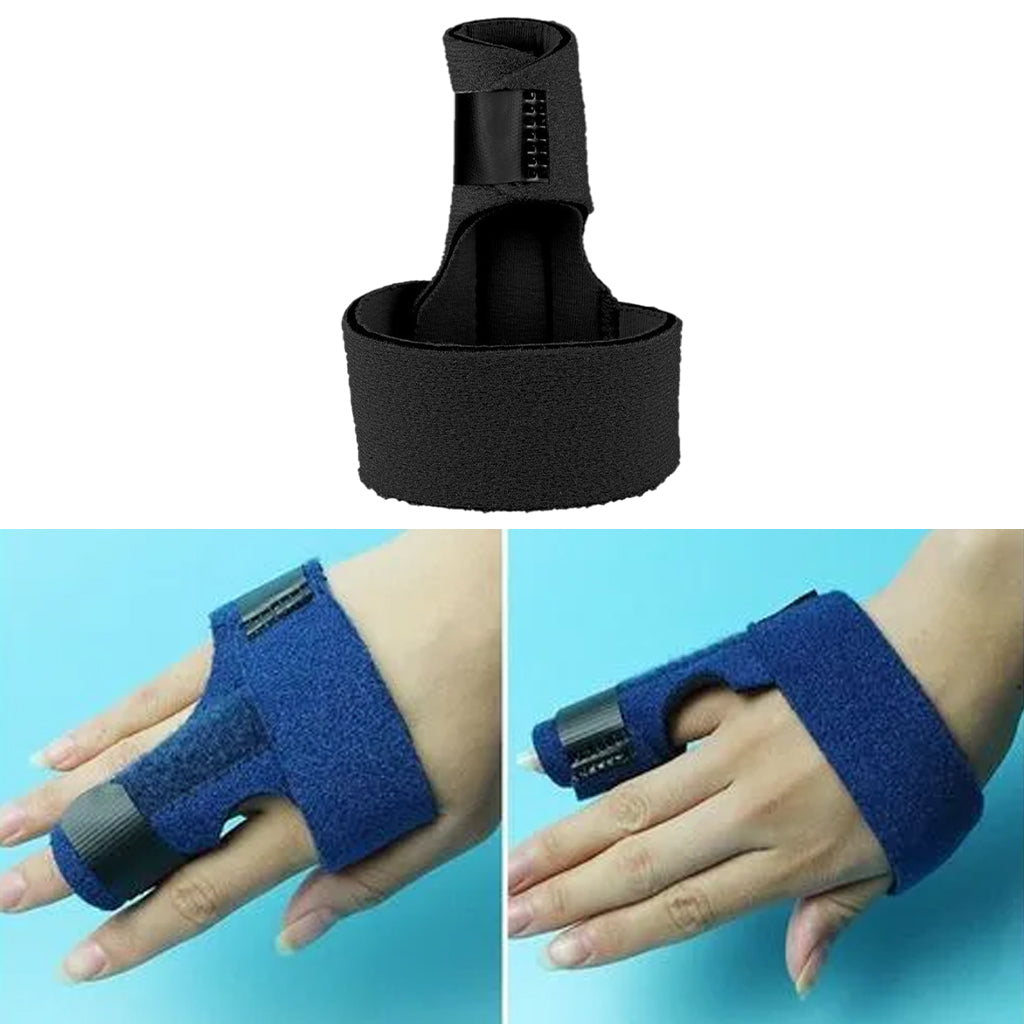 Finger Splint Brace Protection Support Fastening Tape for Broken Finger black left