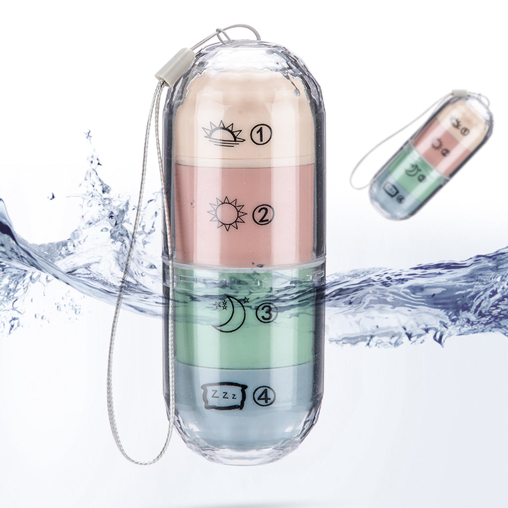 Rotatable Pill Storage Box Tablet Dispenser Colour PP+PC Case for Travel Use