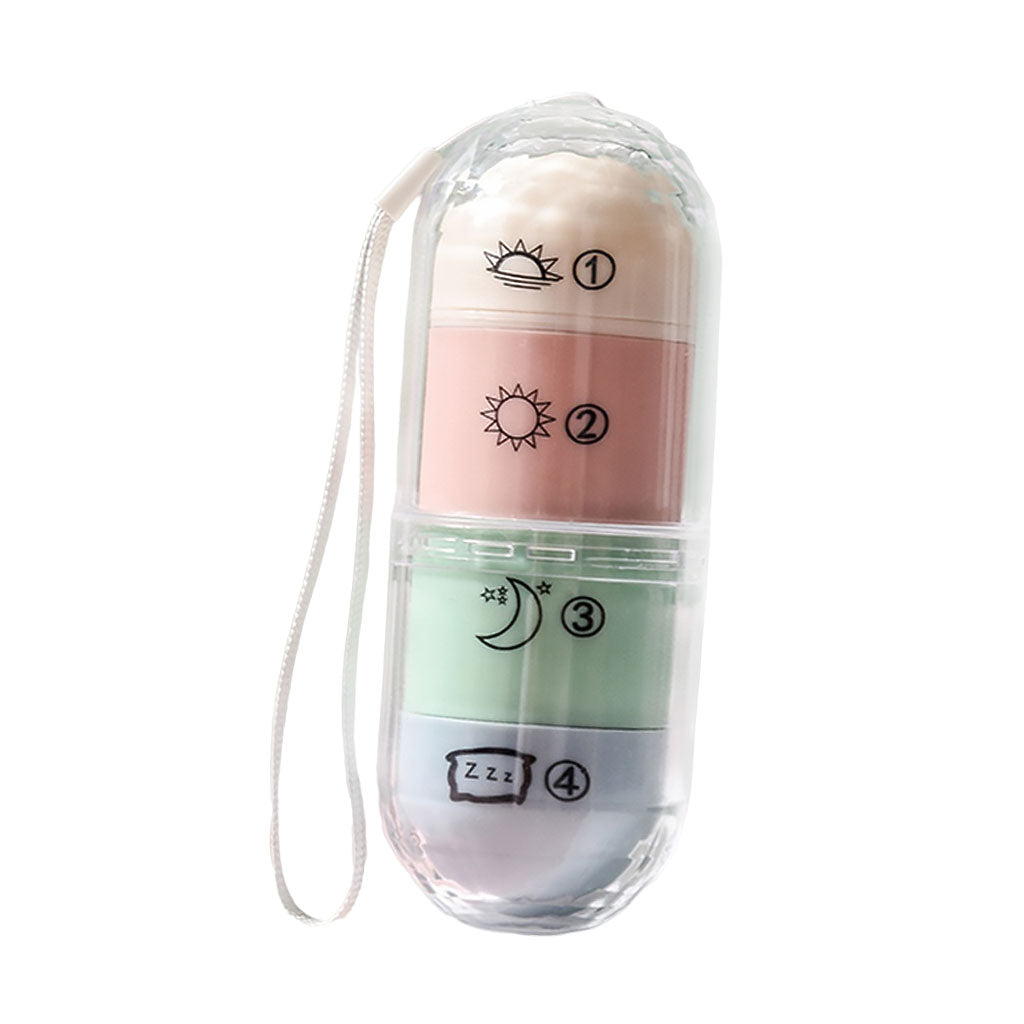 Rotatable Pill Storage Box Tablet Dispenser Colour PP+PC Case for Travel Use