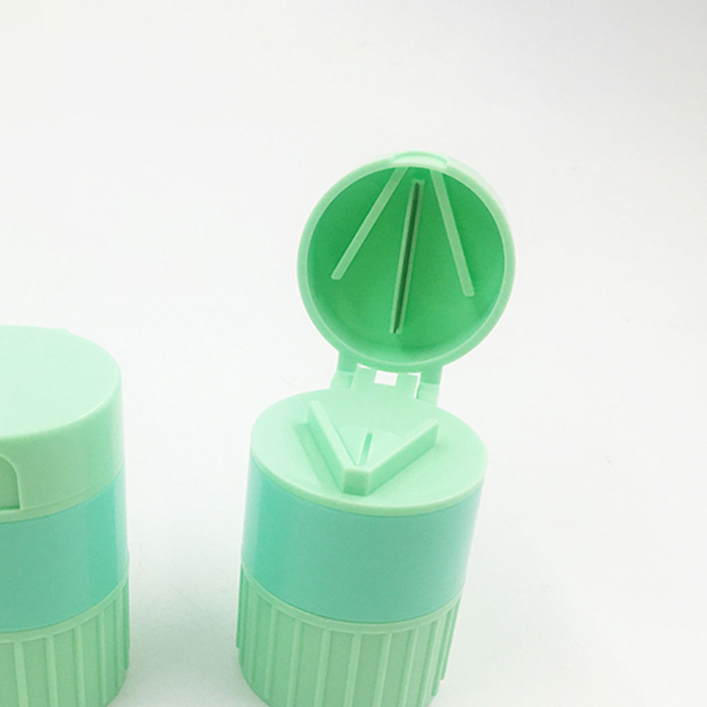 Portable Pill Cutter Powder Crusher Grinder Storage Box Organisers Green