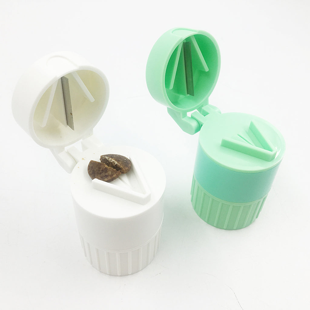 Portable Pill Cutter Powder Crusher Grinder Storage Box Organisers Green