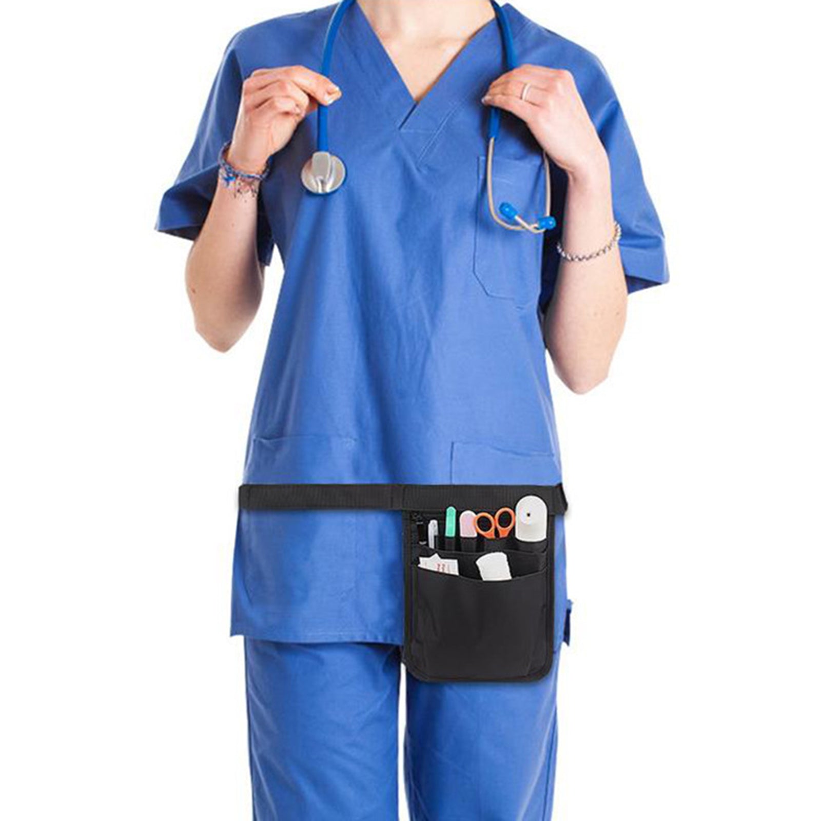 Nylon Nurse Organizer Belt Waist Bag Fanny Pack Case for Scissors Care Kit Black