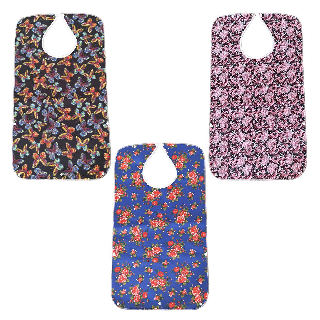 Mealtime Waterproof PVC Printing Cotton Adjustable Bib Crumb Adults Black