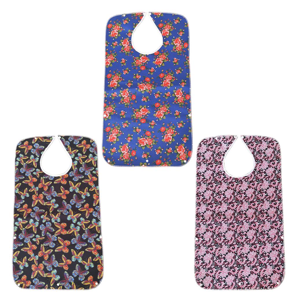 Mealtime Waterproof PVC Printing Cotton Adjustable Bib Crumb Adults Black