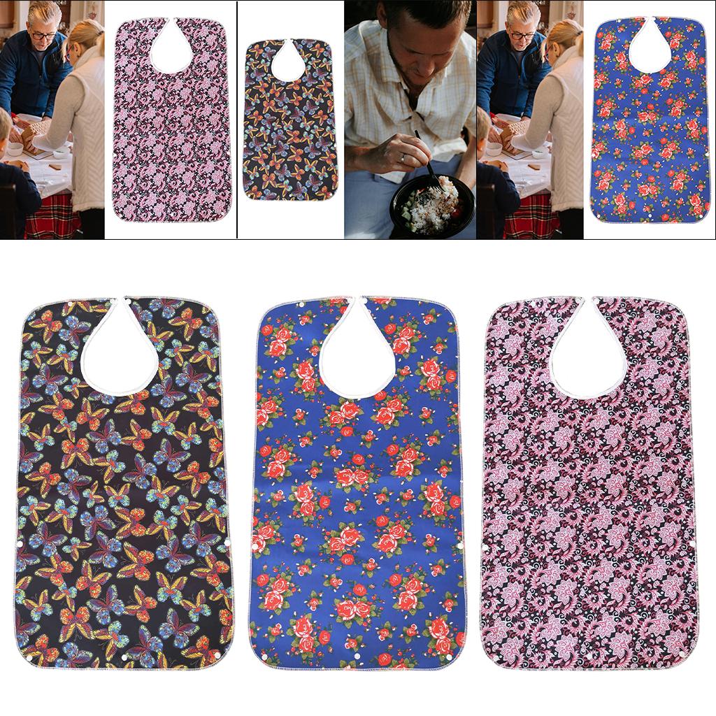 Mealtime Waterproof PVC Printing Cotton Adjustable Bib Crumb Adults Black