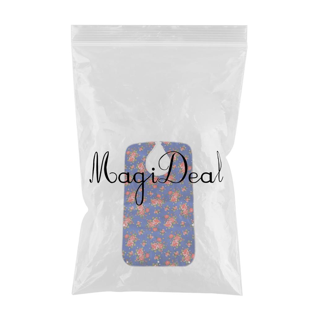 Mealtime Waterproof PVC Printing Cotton Adjustable Bib Crumb Adults Blue