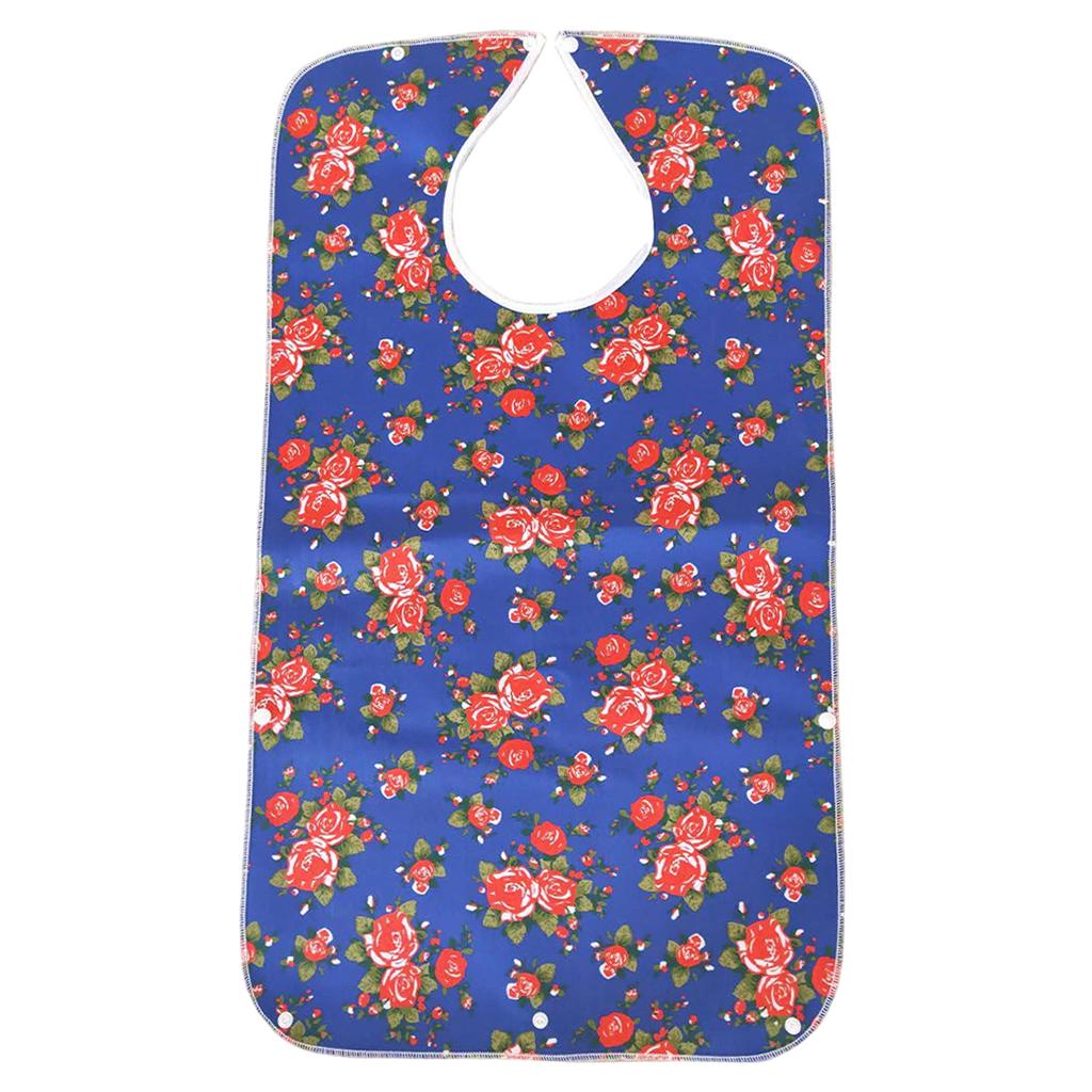 Mealtime Waterproof PVC Printing Cotton Adjustable Bib Crumb Adults Blue