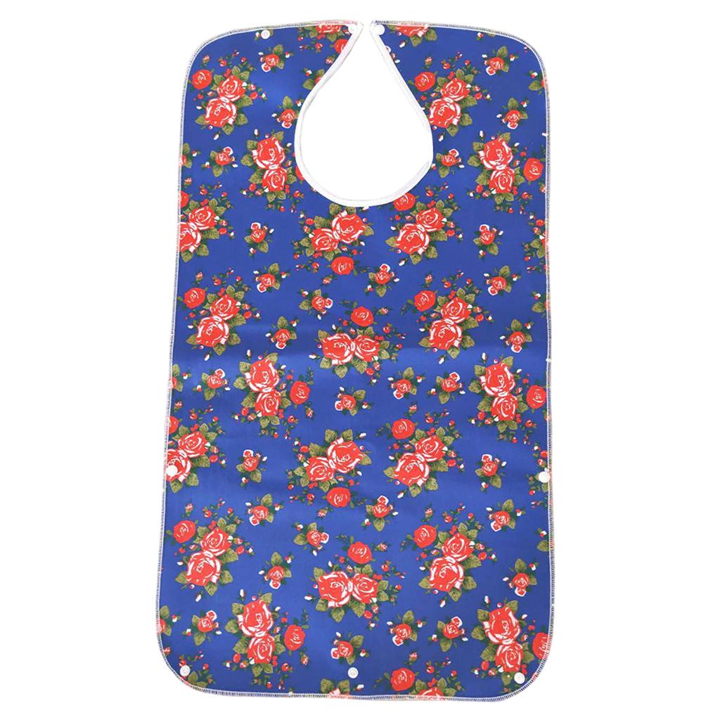 Mealtime Waterproof PVC Printing Cotton Adjustable Bib Crumb Adults Blue