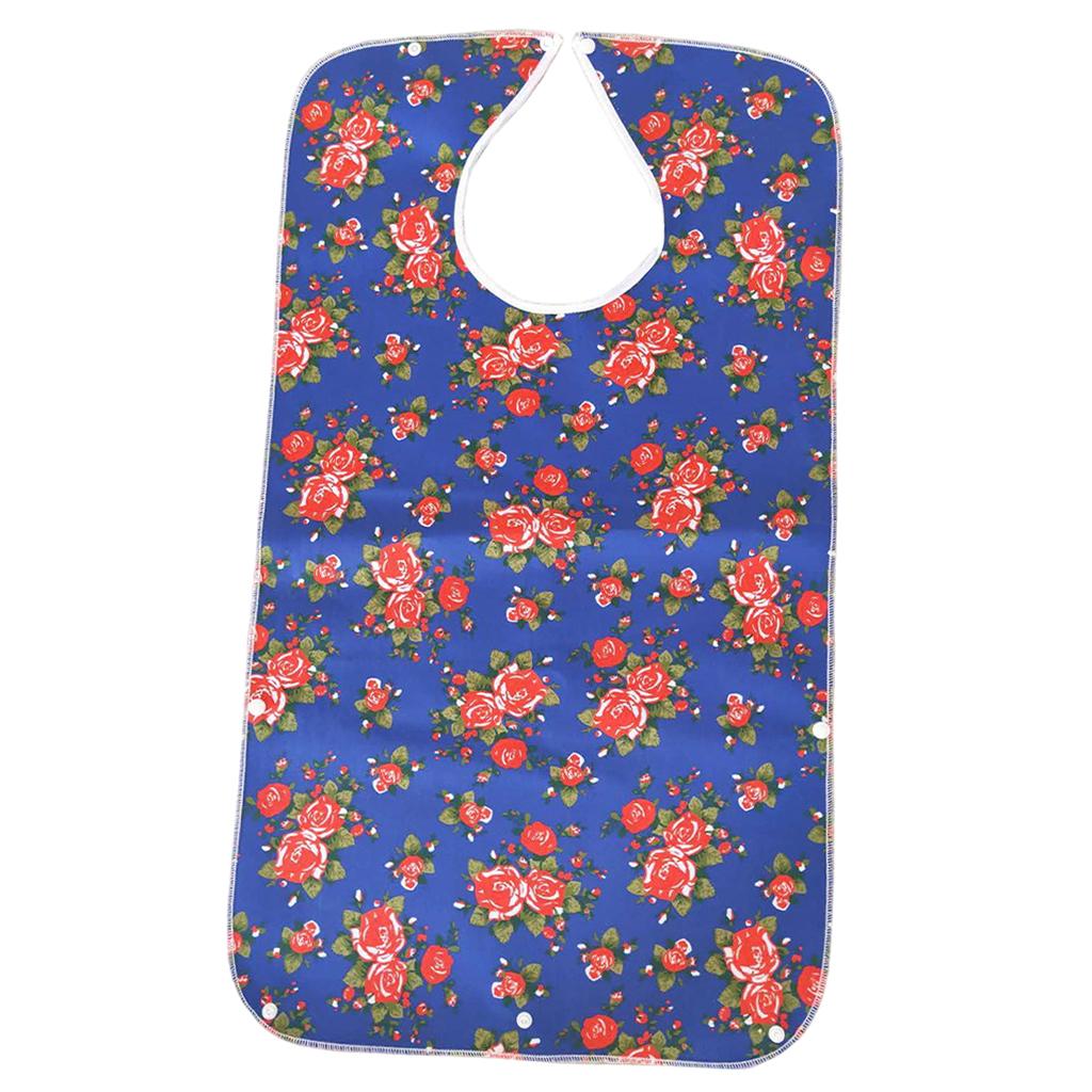 Mealtime Waterproof PVC Printing Cotton Adjustable Bib Crumb Adults Blue