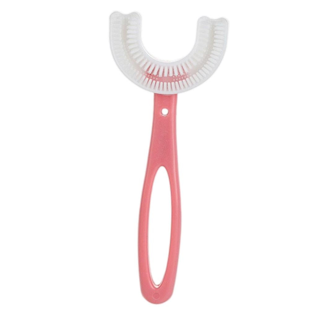 Kids Teeth Cleaning Manual Brush U-Shape Oral Tooth Cleaning Pink 6-12 years