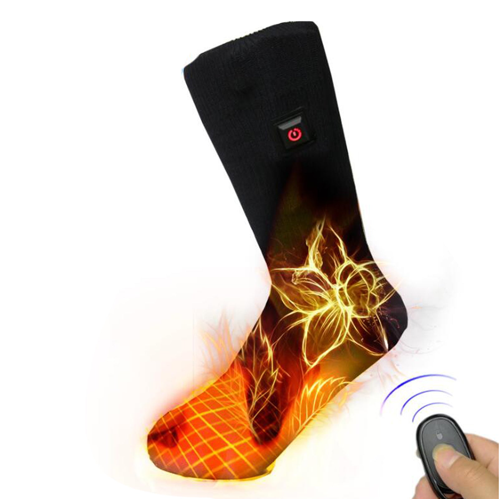 2x Unisex Electric Heated Sock with Battery Box Foot Warmer for Cycling with remote