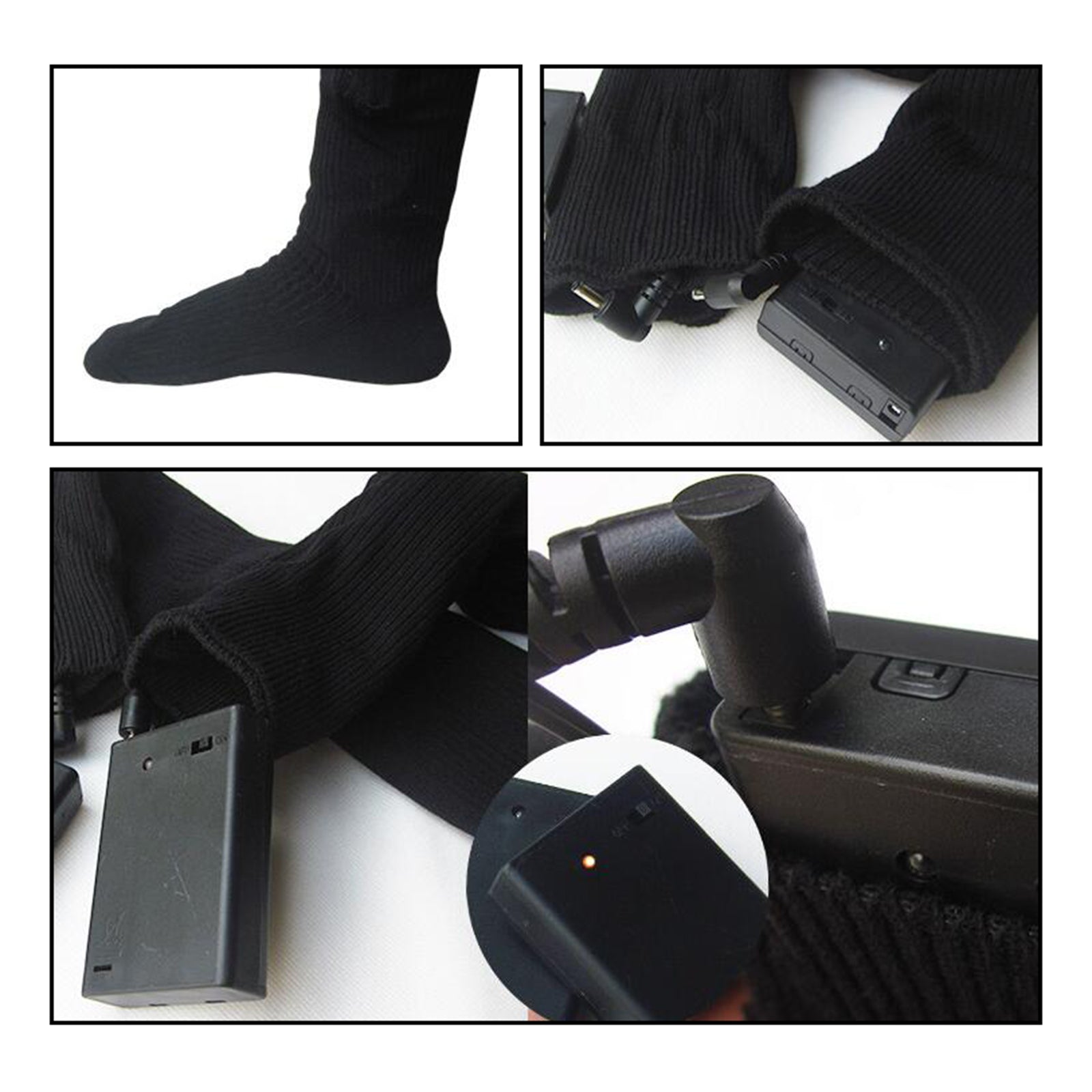 2x Unisex Electric Heated Sock with Battery Box Foot Warmer for Cycling with remote