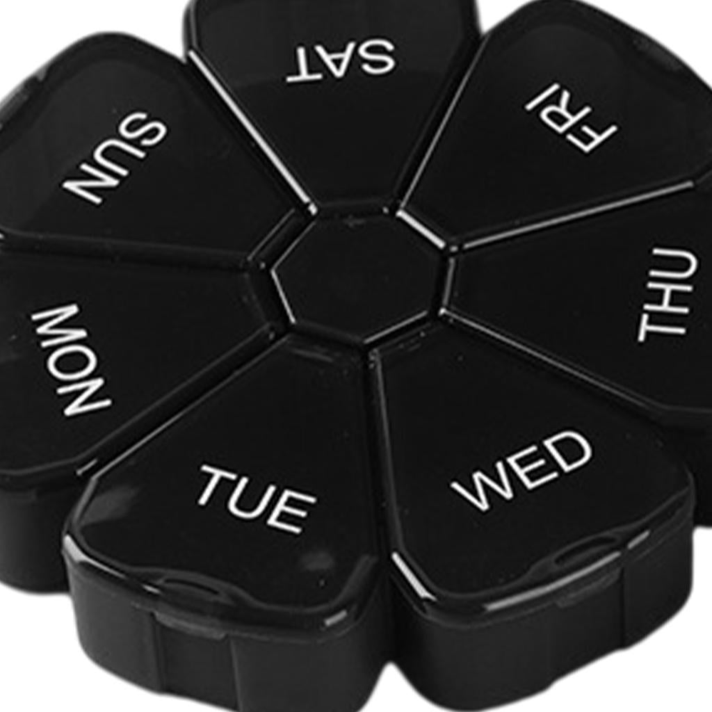 Pill Organizer Weekly Portable Storage for Travel Capsule Elder Kid Black