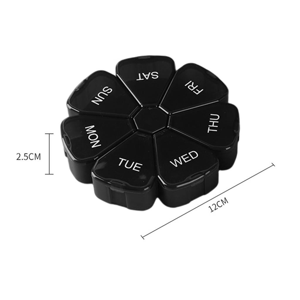 Pill Organizer Weekly Portable Storage for Travel Capsule Elder Kid Black