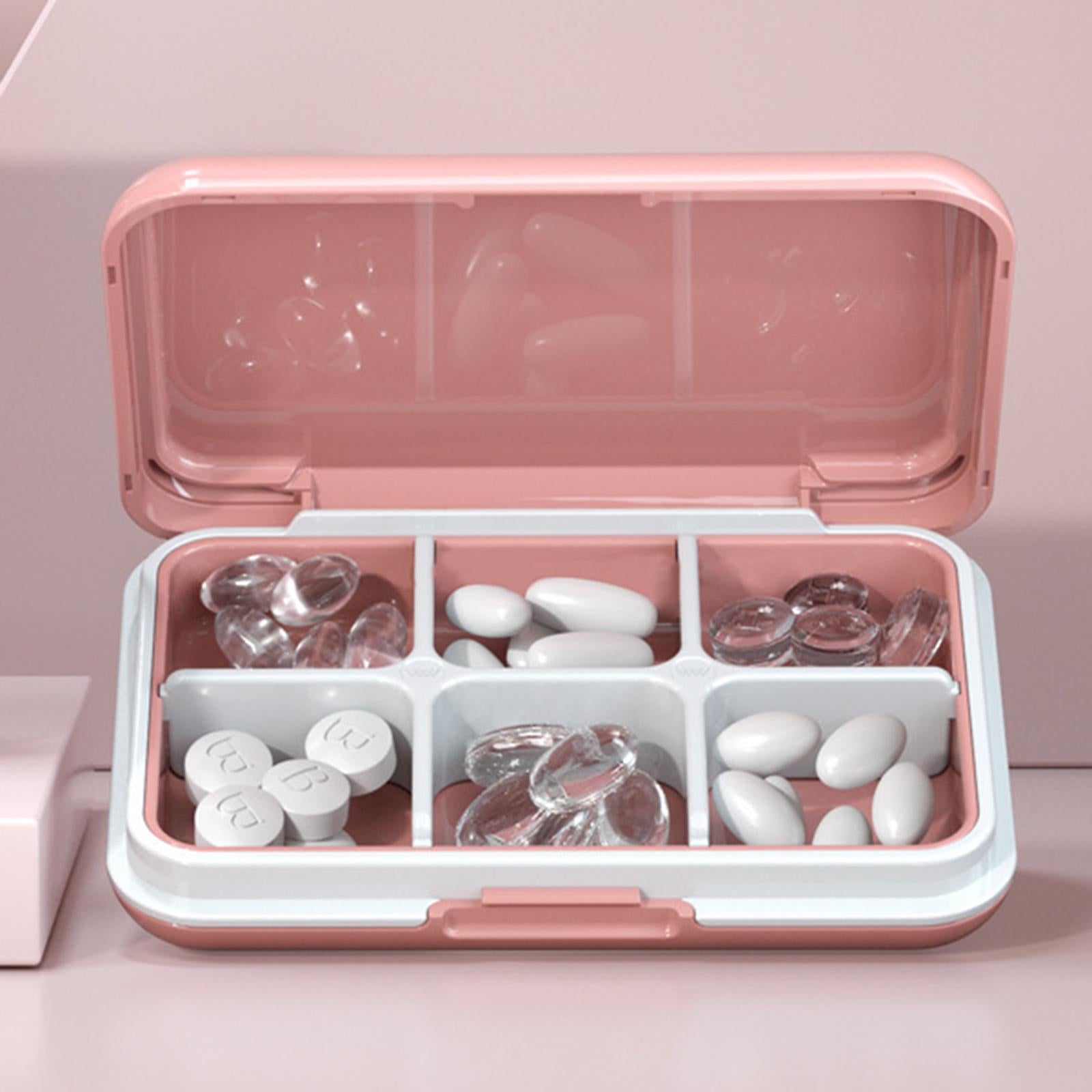 6 Compartments Pill Box Container Small for Capsules Supplements Pills red