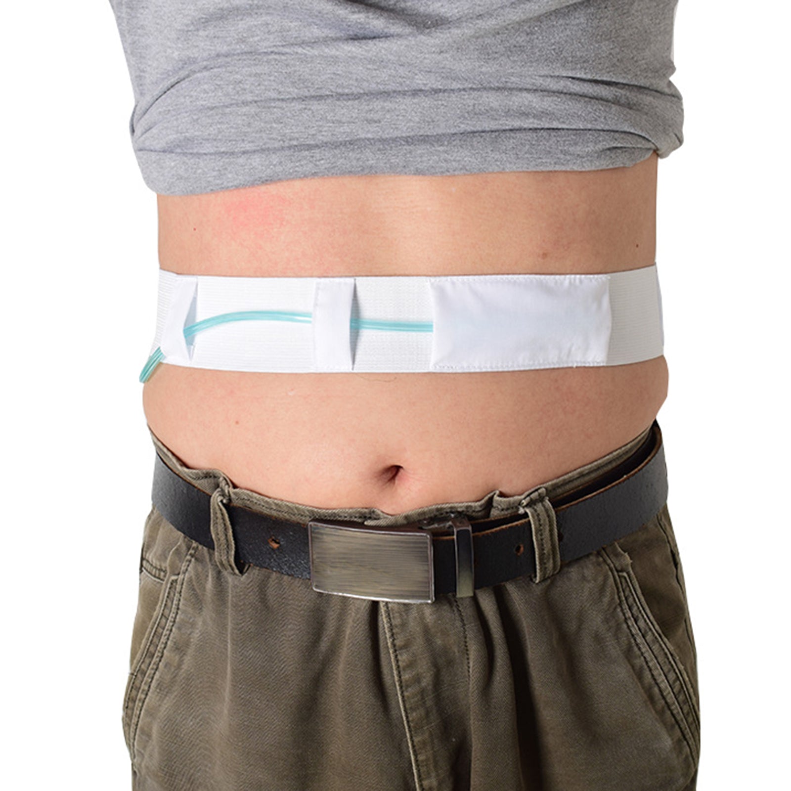 Abdominal Dialysis Belt Adjustable Soft for Peritoneal Women Men White L