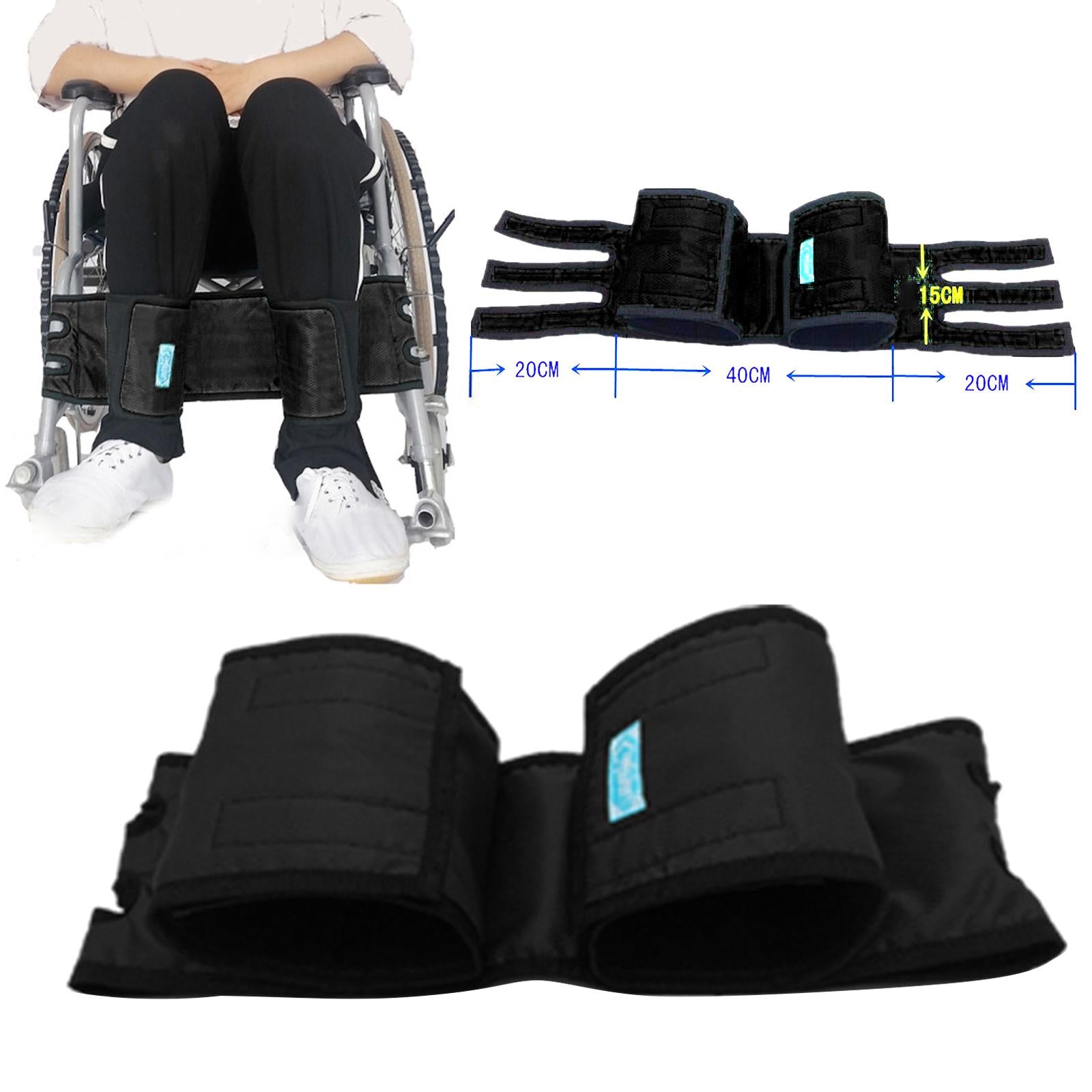 Wheelchair Footrest Leg Support Straps Adjustable for Elderly Adult Black