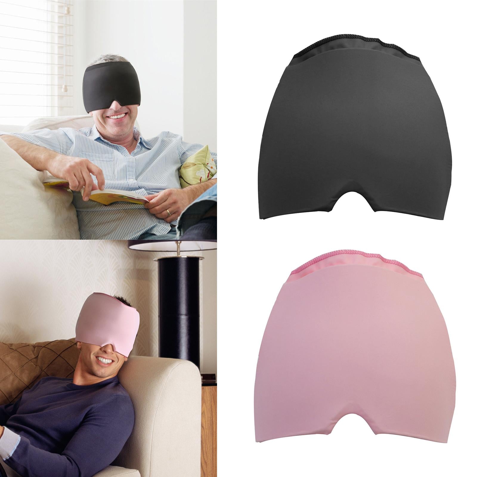 Ice Pack Head Wrap Adjustable Top and Side for Migraine Pain Relieving Black
