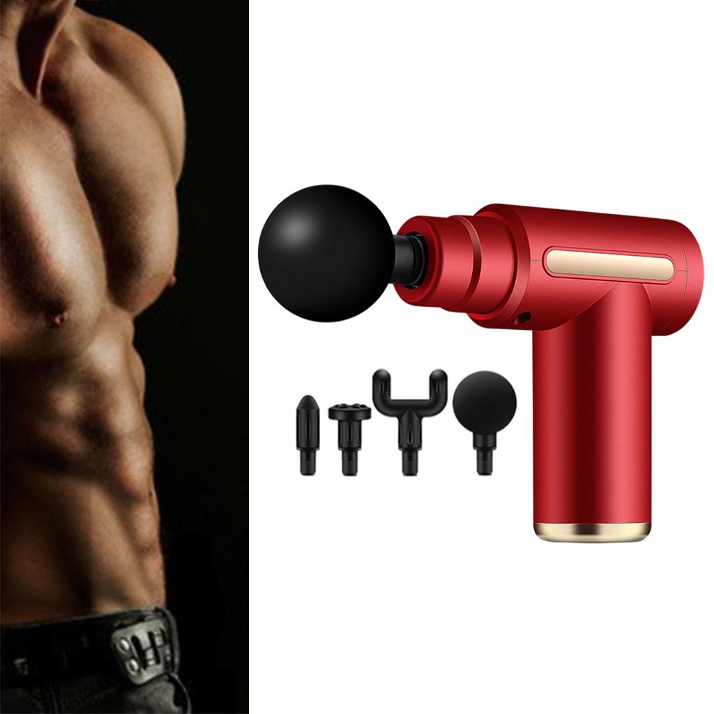 Muscle Massage Gun Percussion Massager Portable 6 Speed for Type-C Charge Red