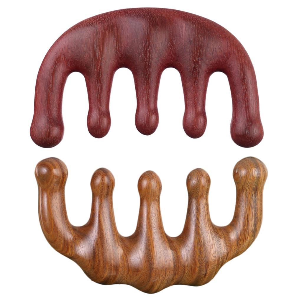 Wood Facial Massage Comb Massager Handmade Head Scalp Massage for Women Men Red