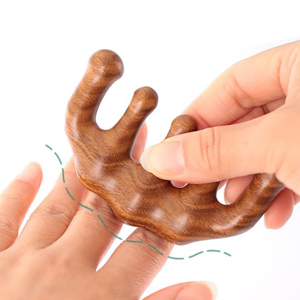 Wood Facial Massage Comb Massager Handmade Head Scalp Massage for Women Men Brown