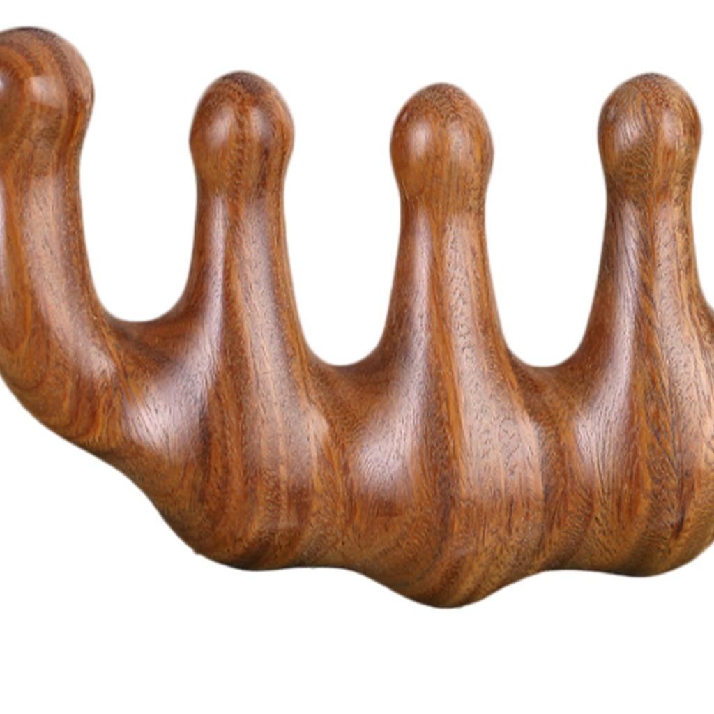 Wood Facial Massage Comb Massager Handmade Head Scalp Massage for Women Men Brown